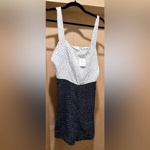 Kimchi Blue Two-Tone Polka Dot Sleeveless Romper - White & Black